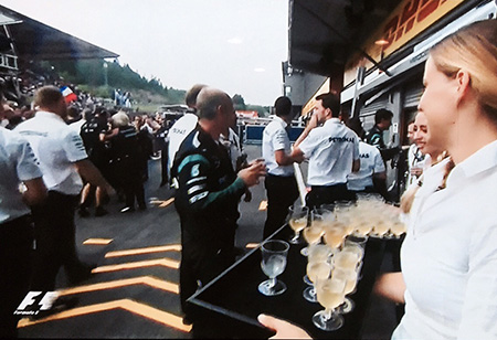 Mercedes AMG Team celebrating at Spa